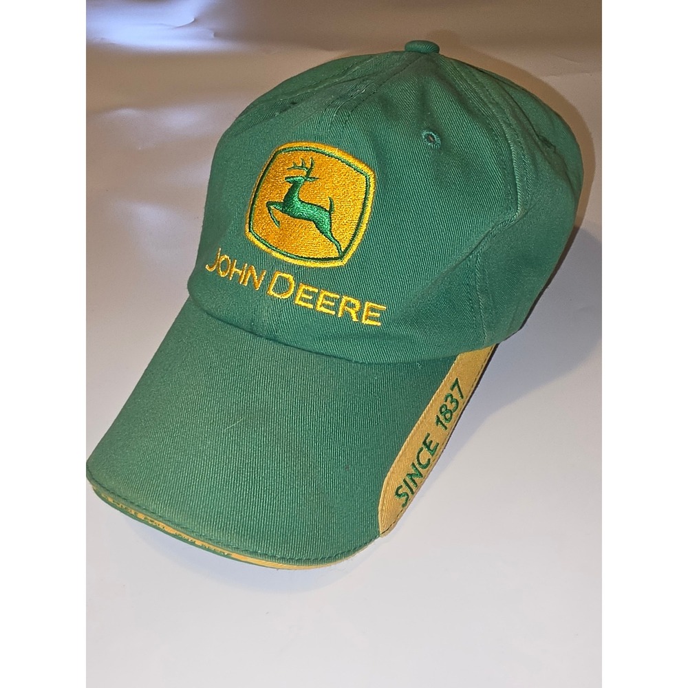 John Deere Green Baseball Cap Hat Embroidered Logo Since 1837 Adjustable Cotton